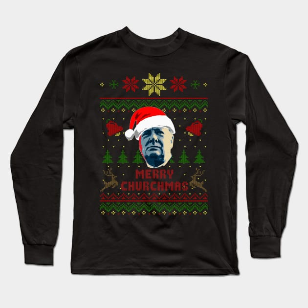 Winston Churchill Merry Churchmass Long Sleeve T-Shirt by Nerd_art